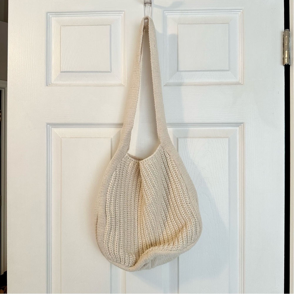 Enbei Cream Knit Beach Bag